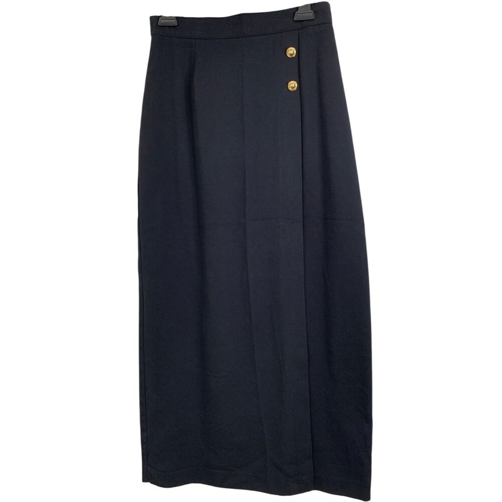 Vintage Kathie Lee Black Midi Pencil Skirt Size 6 USA  zip EUC RFF10519